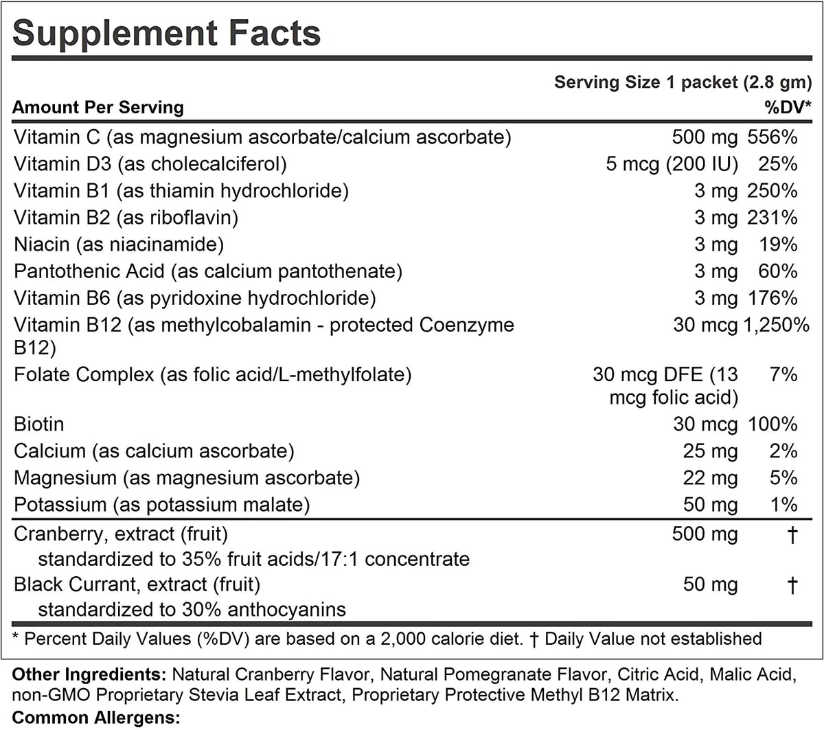 Efficient C + Cranberry 180 Packets K541557