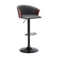 Gray Faux Leather Adjustable Height Swivel Barstool Chair D87658