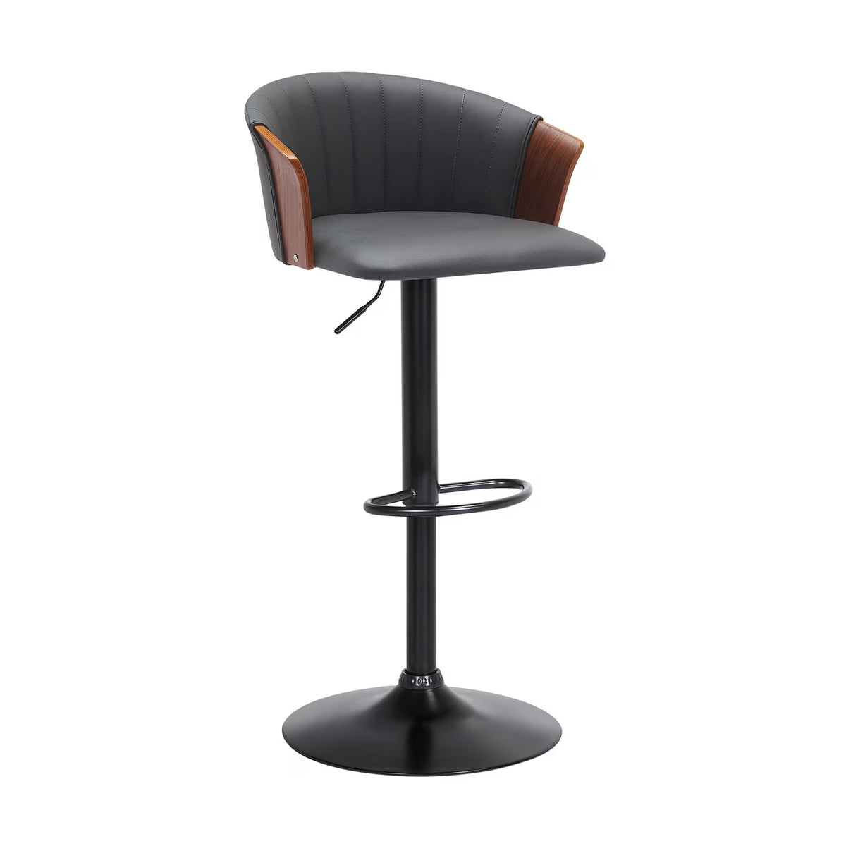 Gray Faux Leather Adjustable Height Swivel Barstool Chair D87658