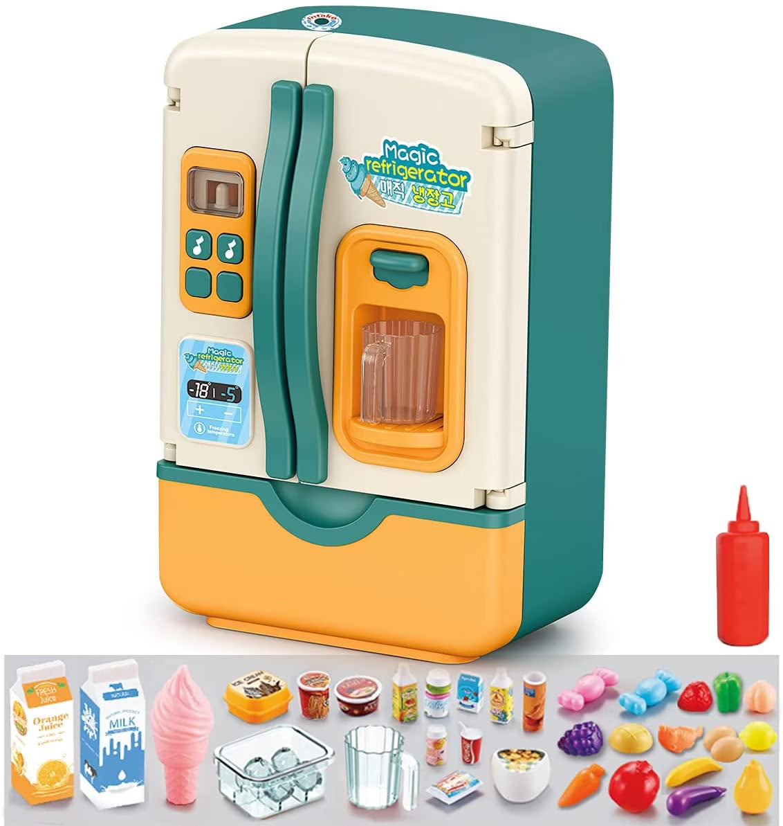 Toys Fridge Refrigerator with Ice Dispenser Pretend Play Kitchen Set R207