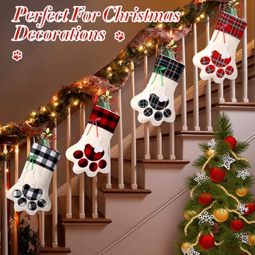4 Pcs Large Christmas Paw Stockings Z720