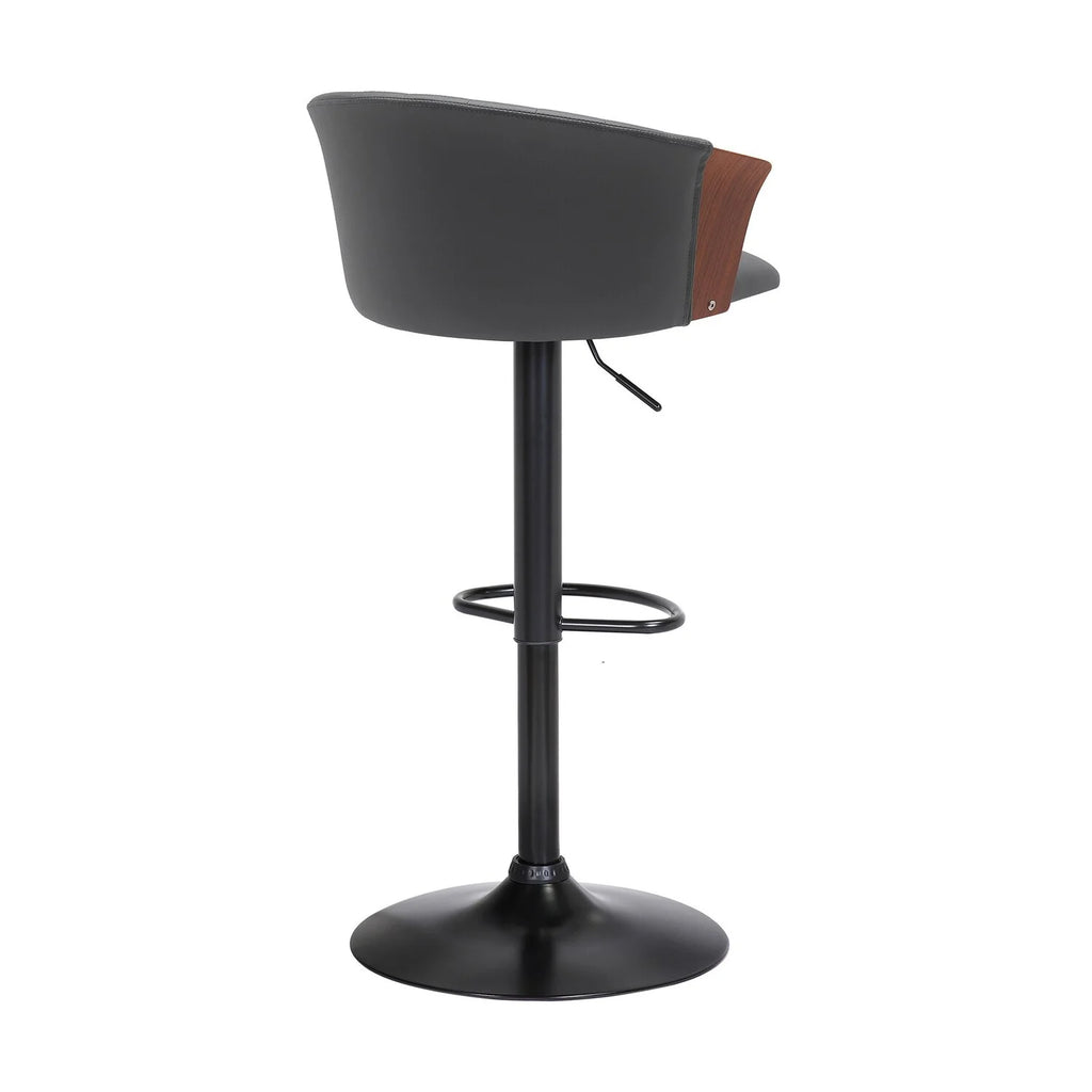 Gray Faux Leather Adjustable Height Swivel Barstool Chair D87658
