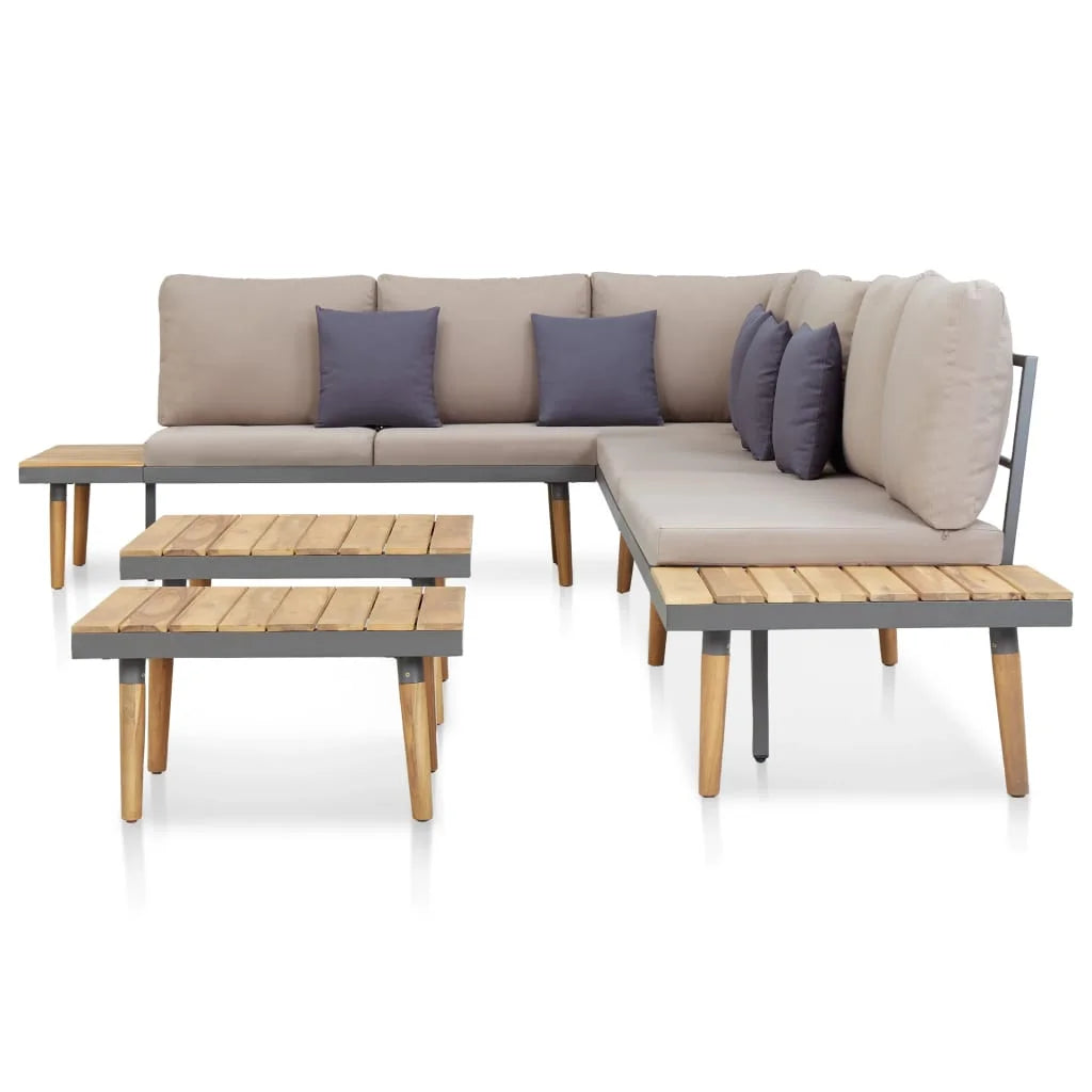 7-Seater Patio Lounge Set with Cushions Acacia Wood Brown O49983