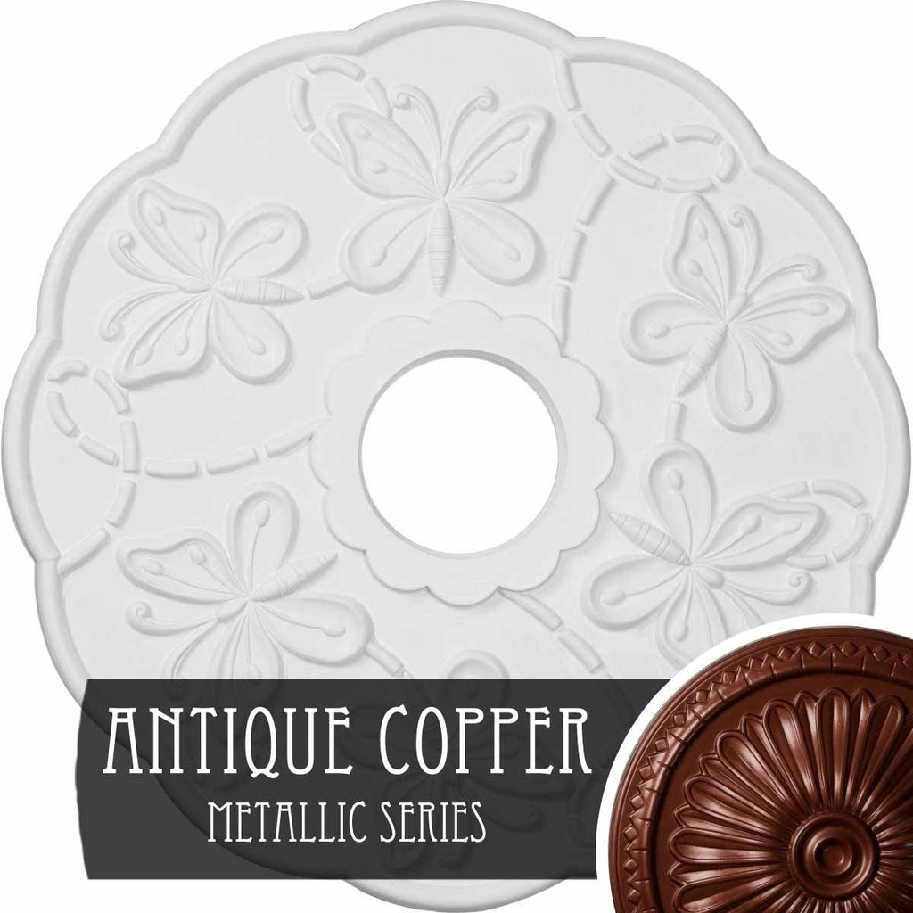 Hand-Painted Hickory Butterfly Ceiling Medallion Q688825