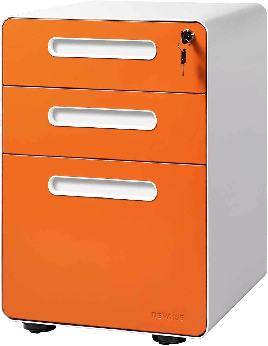 3-Drawer Mobile File Cabinet, Legal/Letter Size, Orange M520976