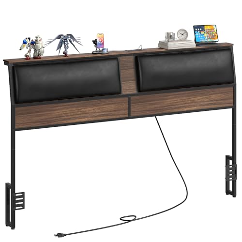 King Size Upholstered Headboard with Charging Station V640