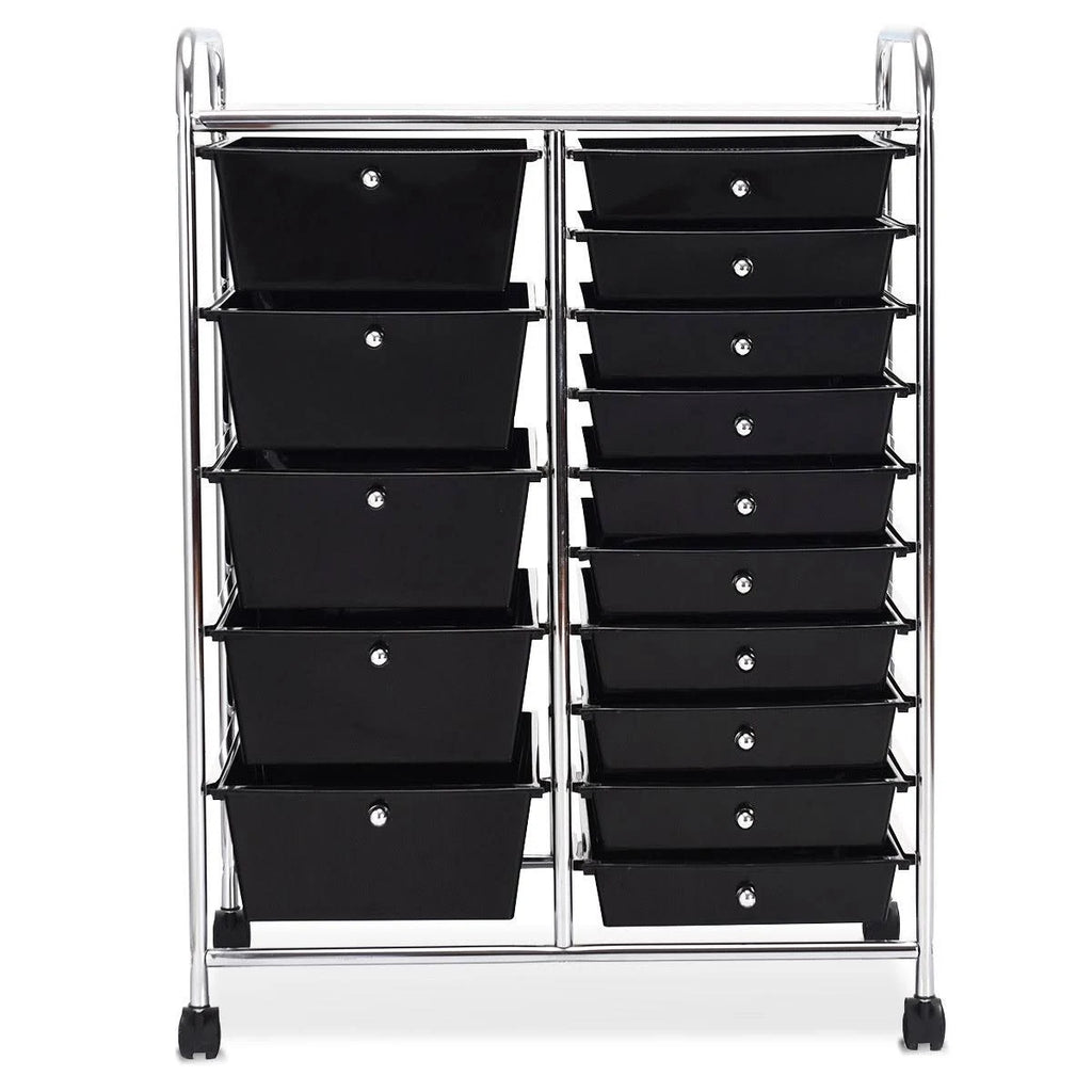 Black 15 Drawer Rolling Storage Cart F9823