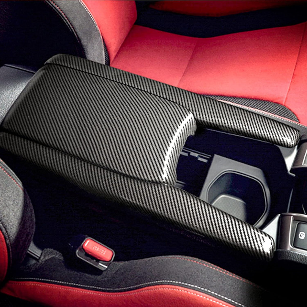 2016-2021 Civic Carbon Fiber Armrest Cover Center Console Cushion Pad 3PCS I333571