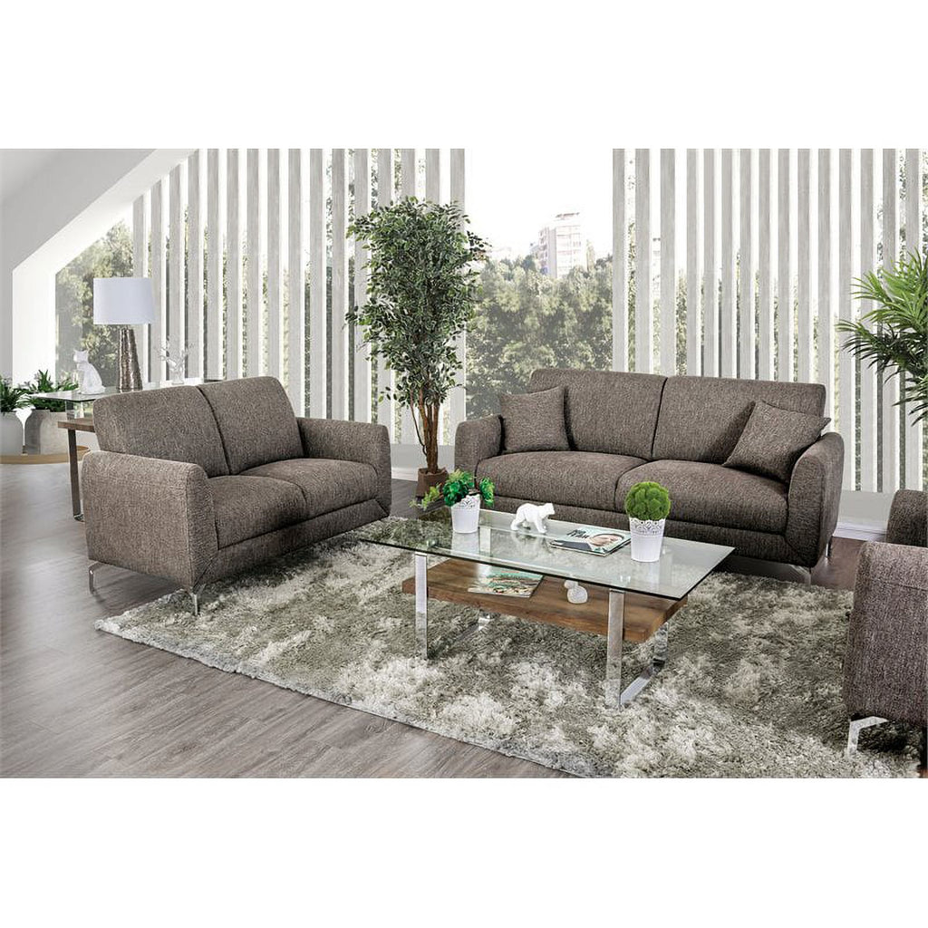 Brown Fabric Upholstered Loveseat S599308