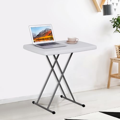 White 4 Foot Plastic Folding Table with Carrying Handle L21071