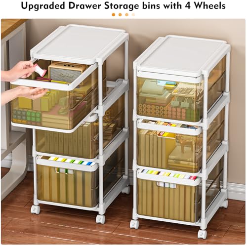 3 Drawer Plastic Storage Organizer with Wheels F2348