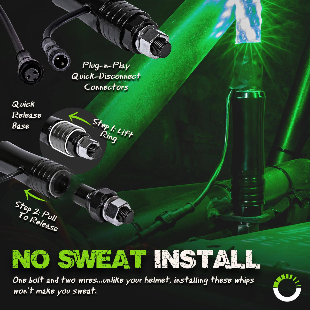 6ft Spiral LED Whip Lights with Wireless Remote H785