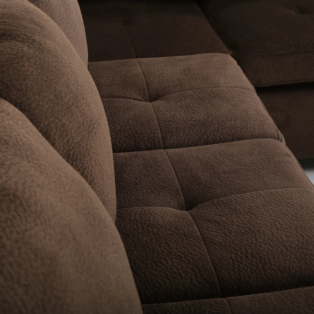 Chocolate Fabric 4 Seater Sectional Sofa with Ottoman S1367