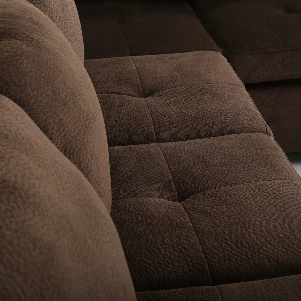 Chocolate Fabric 4 Seater Sectional Sofa with Ottoman S1367
