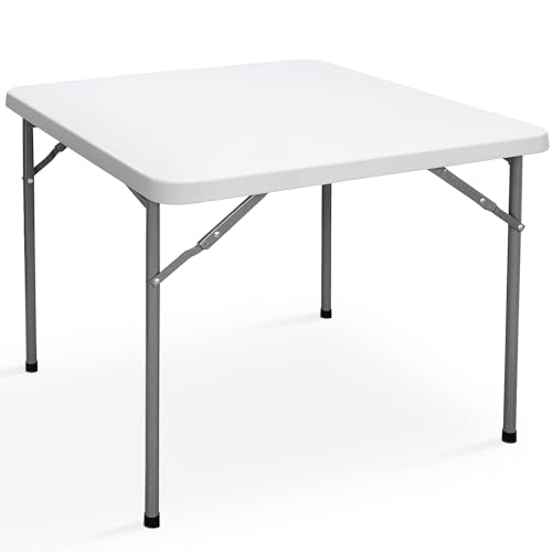 White 4 Foot Plastic Folding Table with Carrying Handle L21071