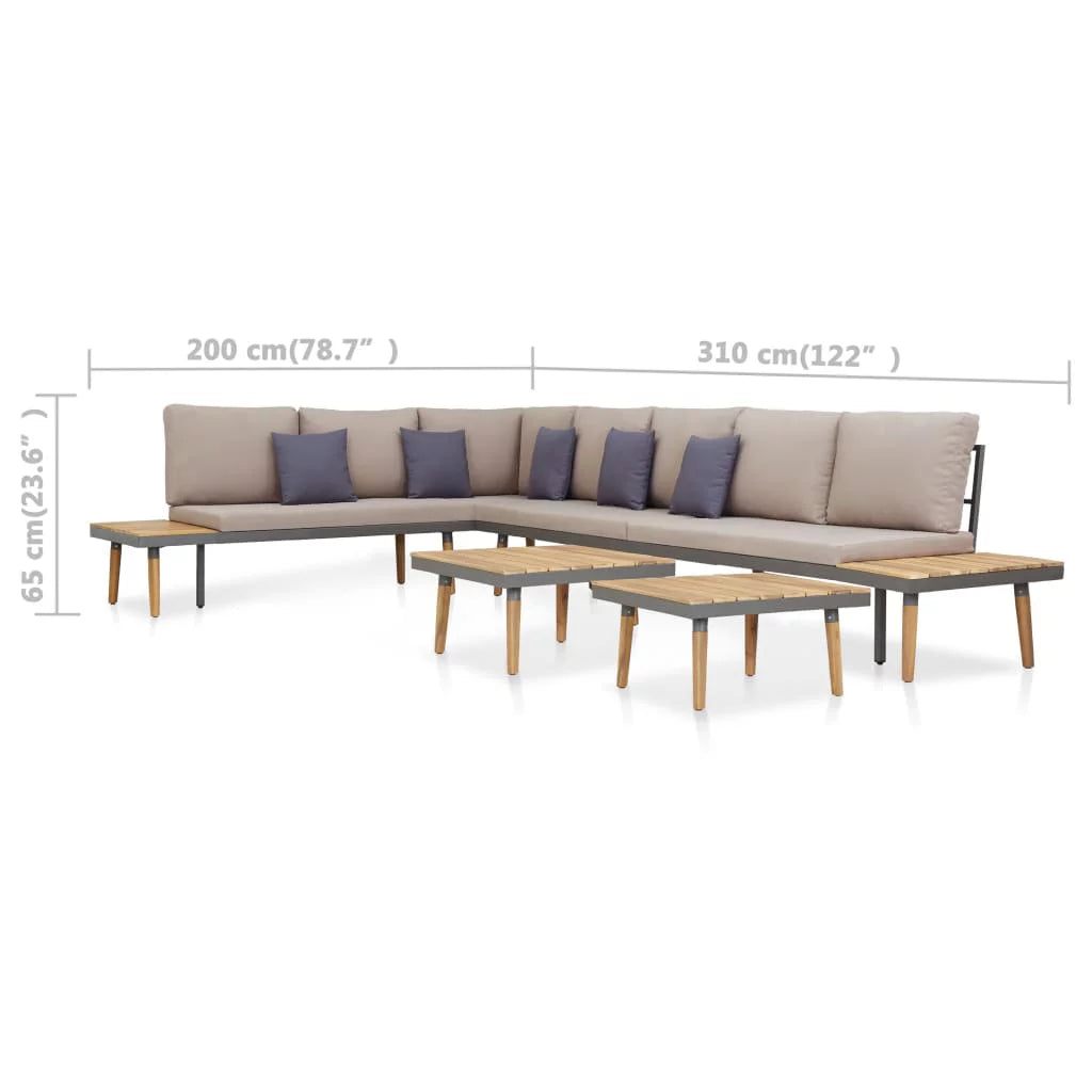 7-Seater Patio Lounge Set with Cushions Acacia Wood Brown O49983