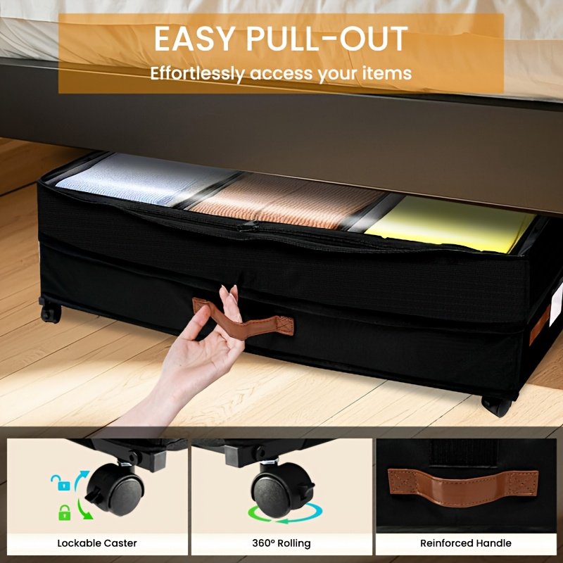 2-Pack Under-Bed Storage Bins with Wheels & Clear Window D868447