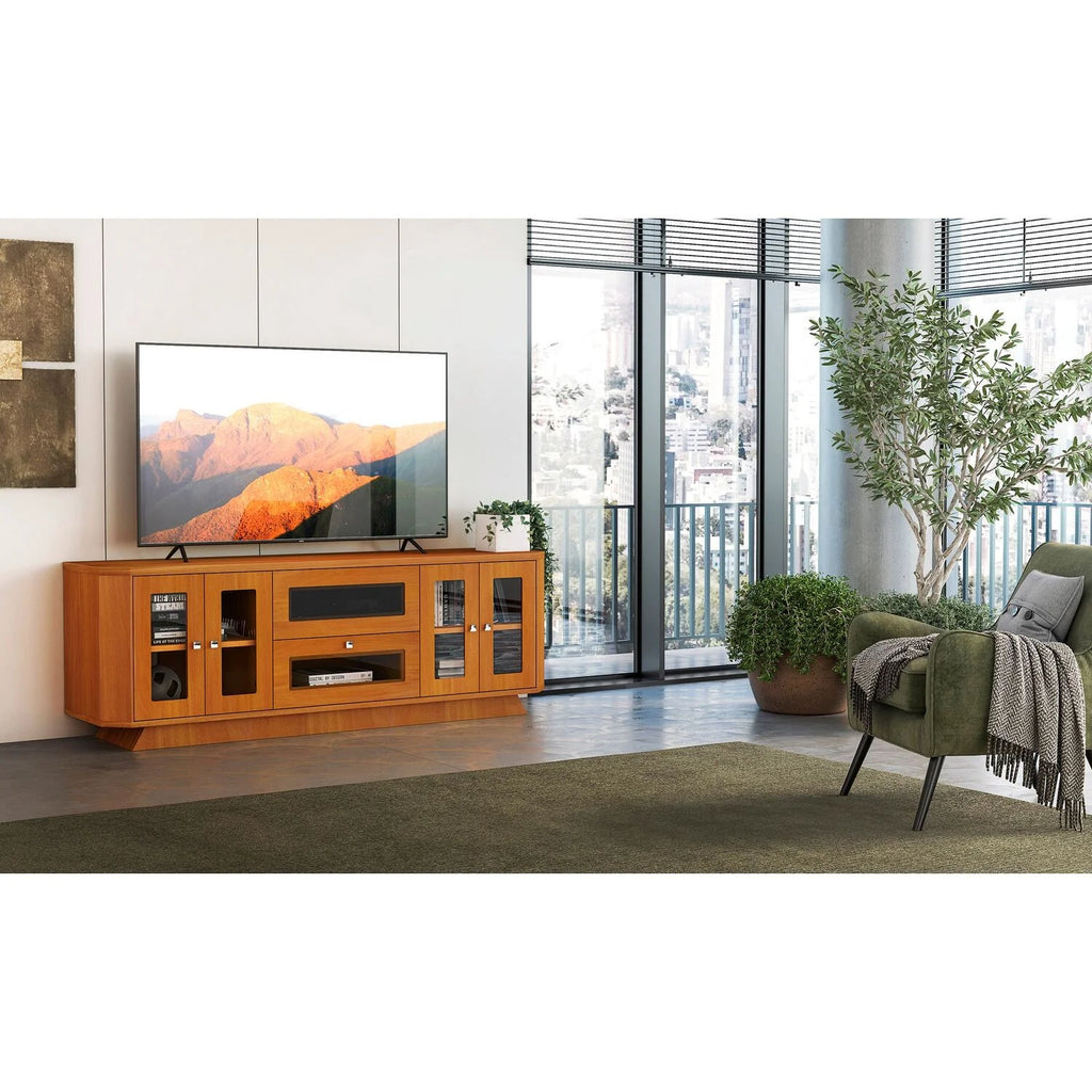 70" Transitional TV Stand with Brazilian Cherry Veneers in Light Cherry Finish U75960