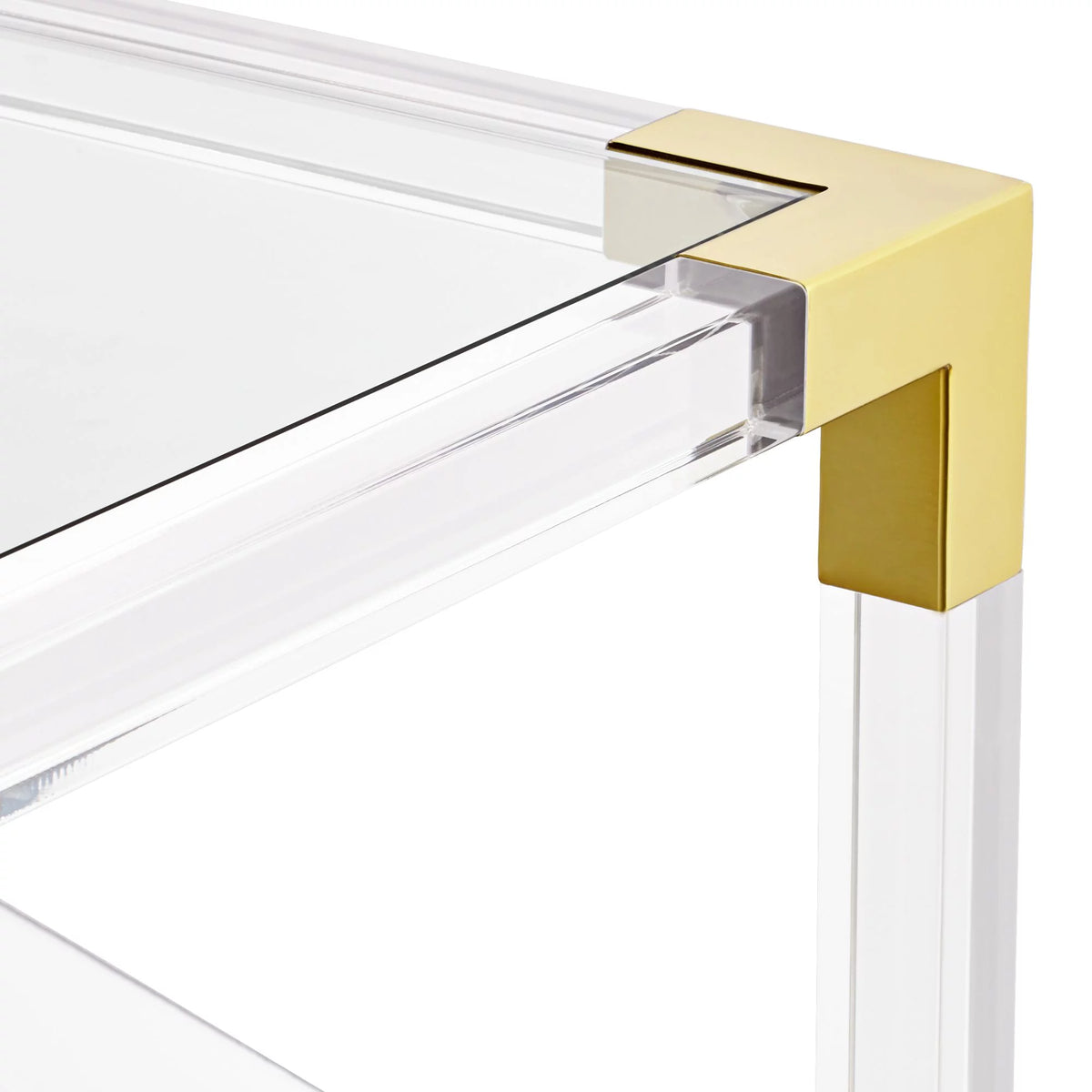Modern Cast Acrylic Square Coffee Table 40" Wide Clear Gold Tempered Glass Tabletop G797