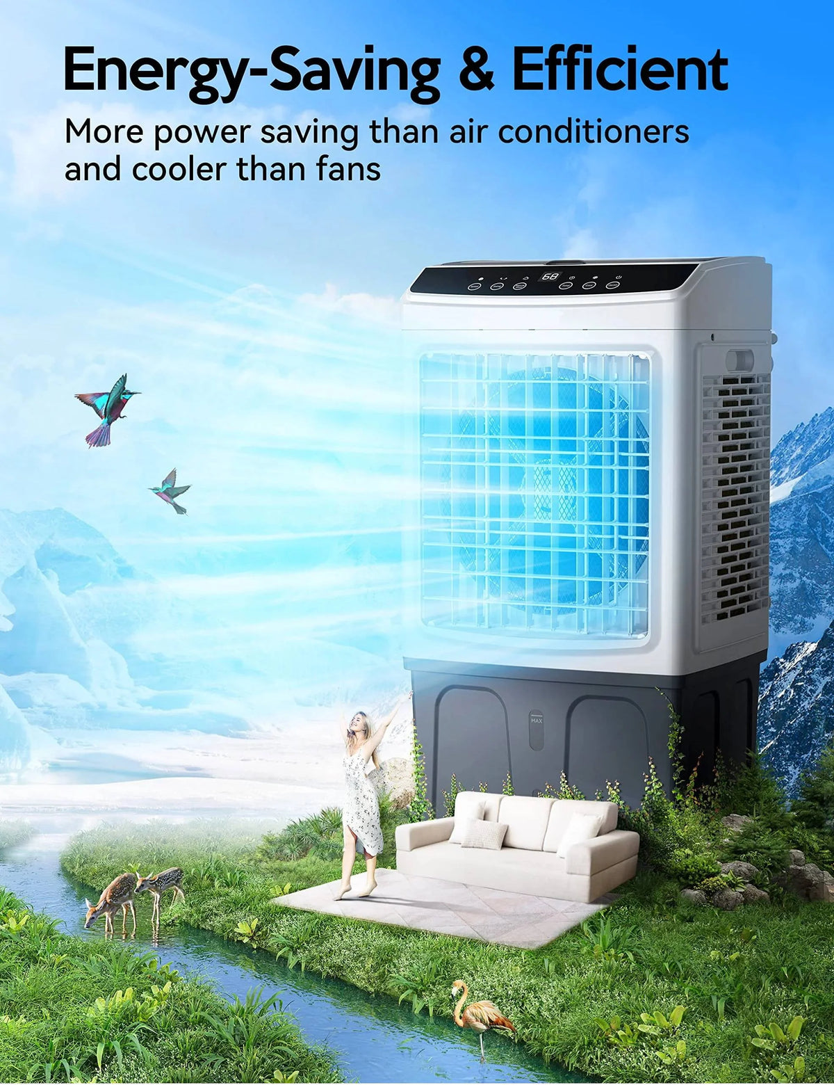 Evaporative Air Cooler, 2200CFM 9.2Gallon with Remote Control M19319