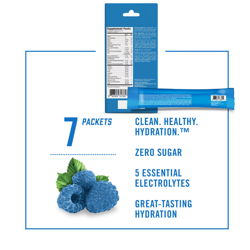Blue Raspberry Hydration Mix, 7 Single Serving Packets R93271