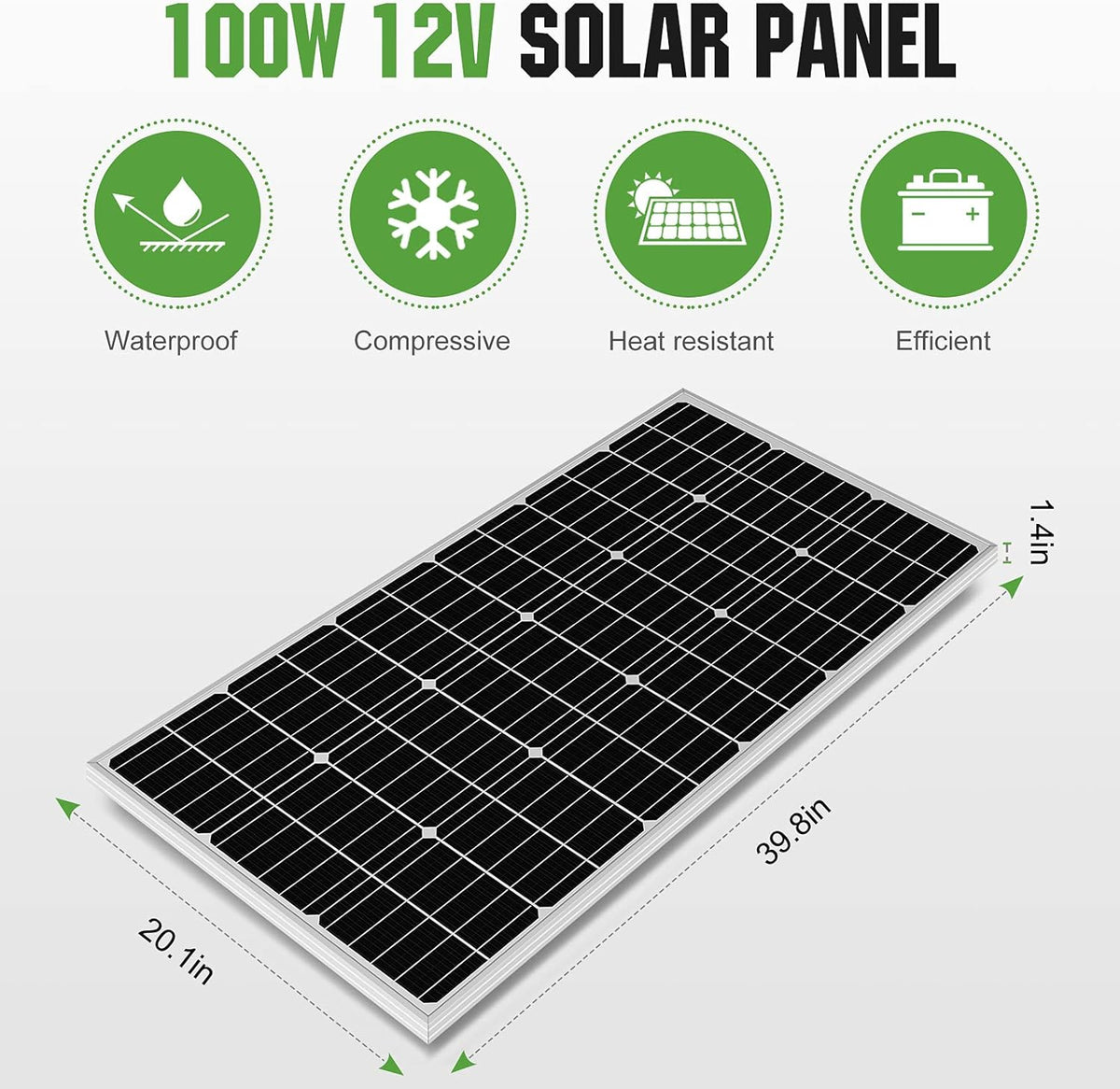100 Watt 12 Volt Solar Panel Kit with Charge Controller and Mounting Brackets H452875