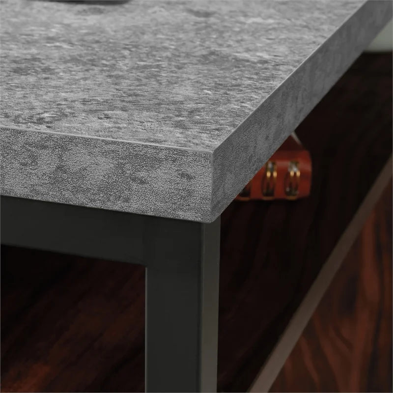 Engineered Wood and Metal Desk in Rich Walnut Y774824