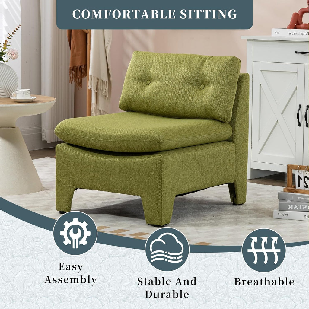 Olive Velvet Oversized Armless Chair P677524