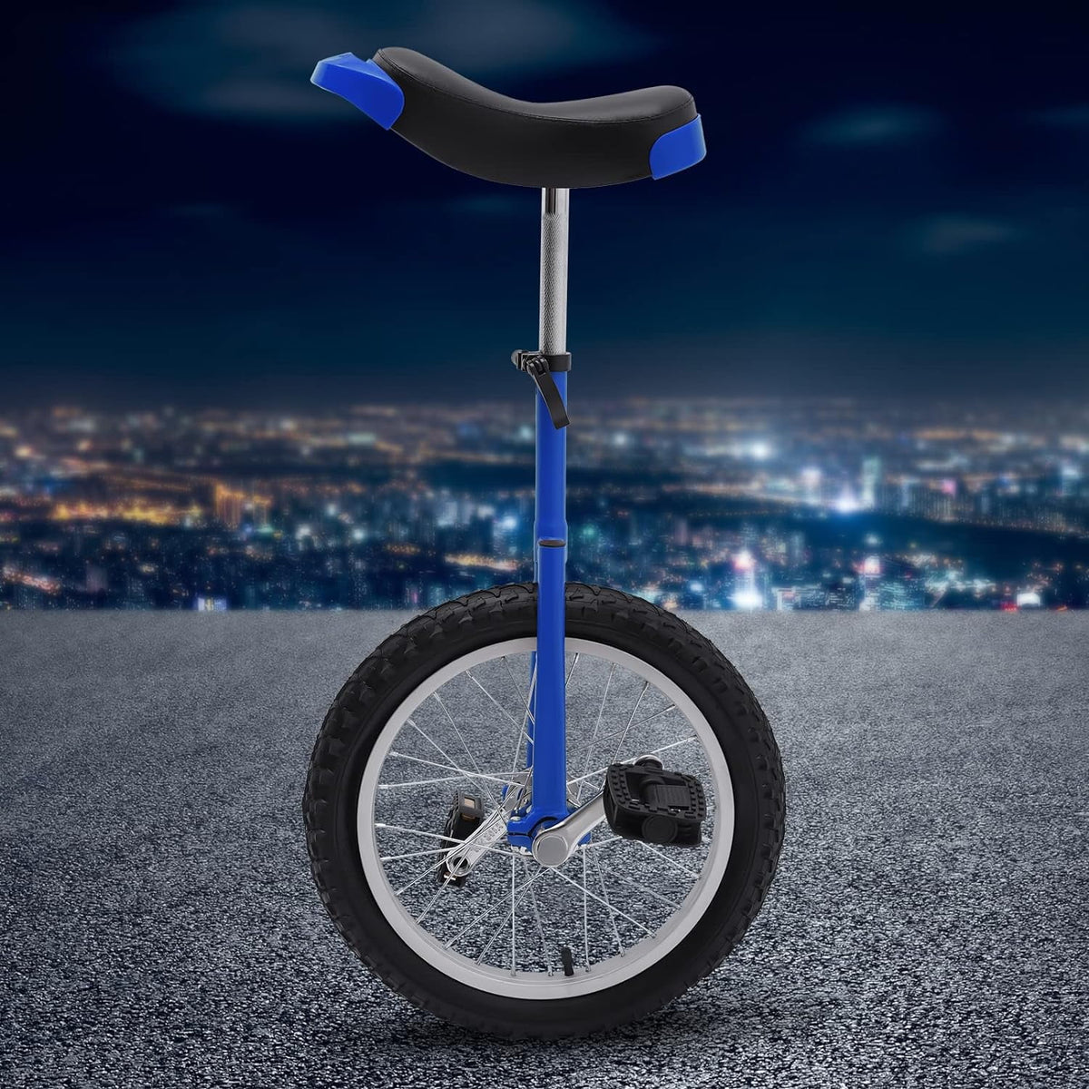 24 Unicycle 1 Wheel Bike Adjustable Height Blue T969