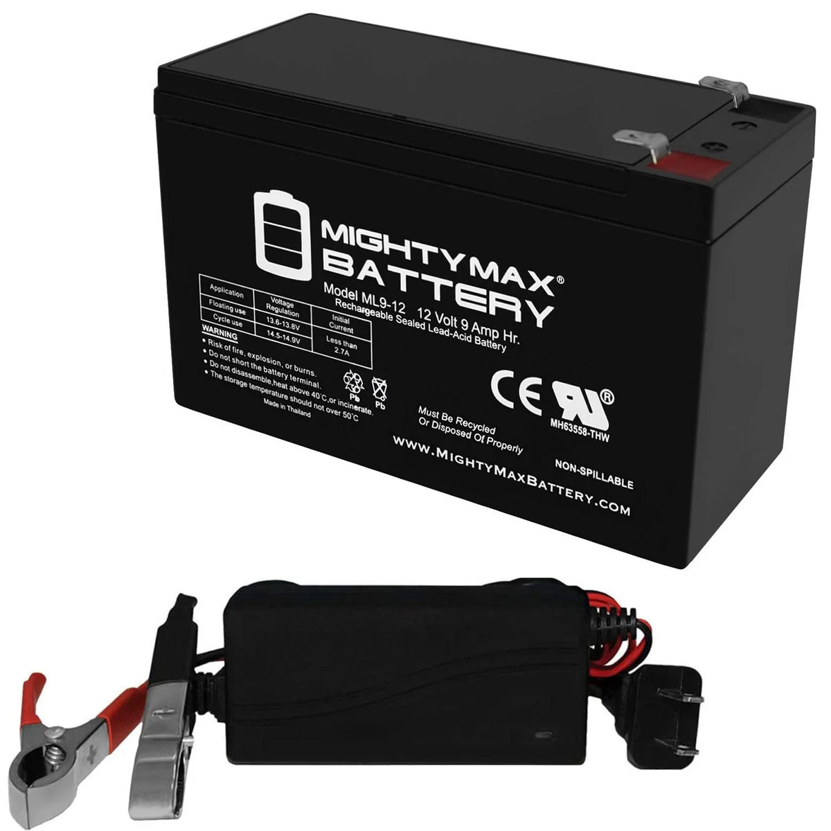 12V 9AH SLA Battery with 12V 1Amp Charger S59871