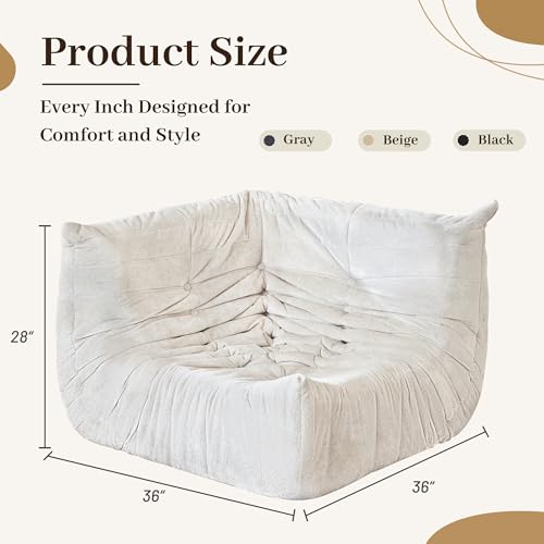 Beige Faux Fur Memory Foam Bean Bag Chair U1554