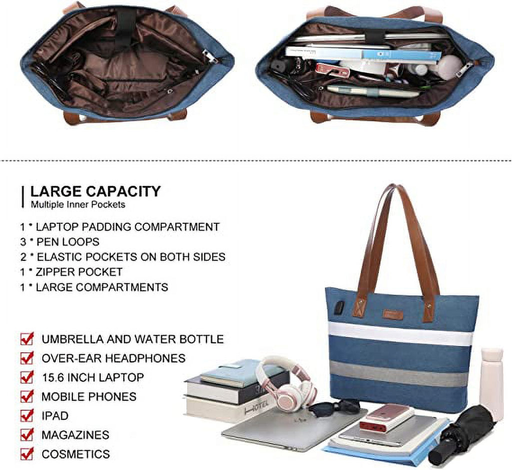 Work Tote Bag for 15.6" Laptop with Small Purse Clutch Bag-2pcs Set S4822