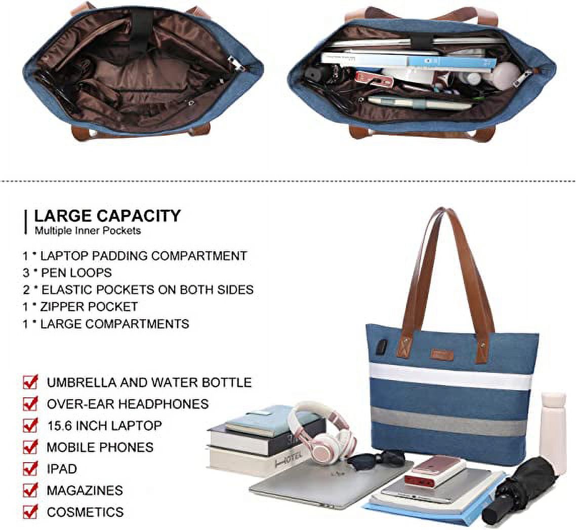 Work Tote Bag for 15.6" Laptop with Small Purse Clutch Bag-2pcs Set S4822