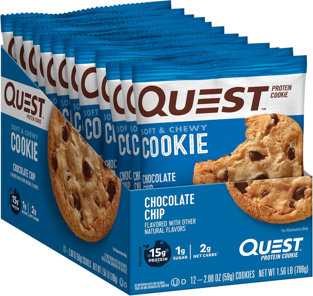 Chocolate Chip Protein Cookie 12 Count & Tortilla Style Protein Chips Nacho Cheese 1.1 Ounce Pack of 12 N464