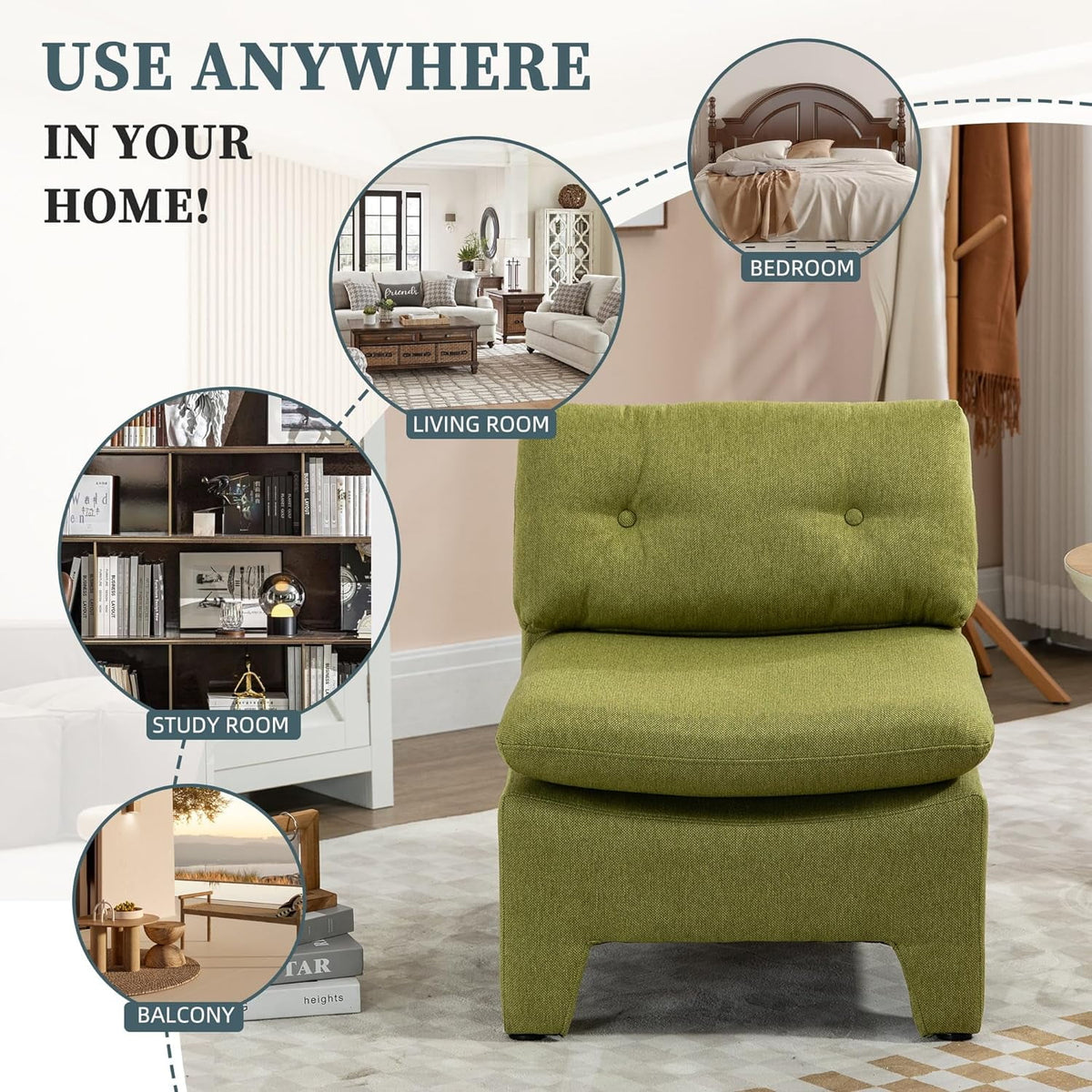 Olive Velvet Oversized Armless Chair P677524