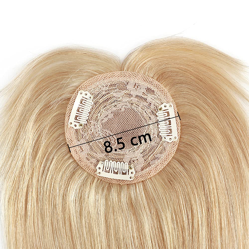 100% Real Human Hair Topper with Wispy Bangs Mono Base Crown Topper Y488