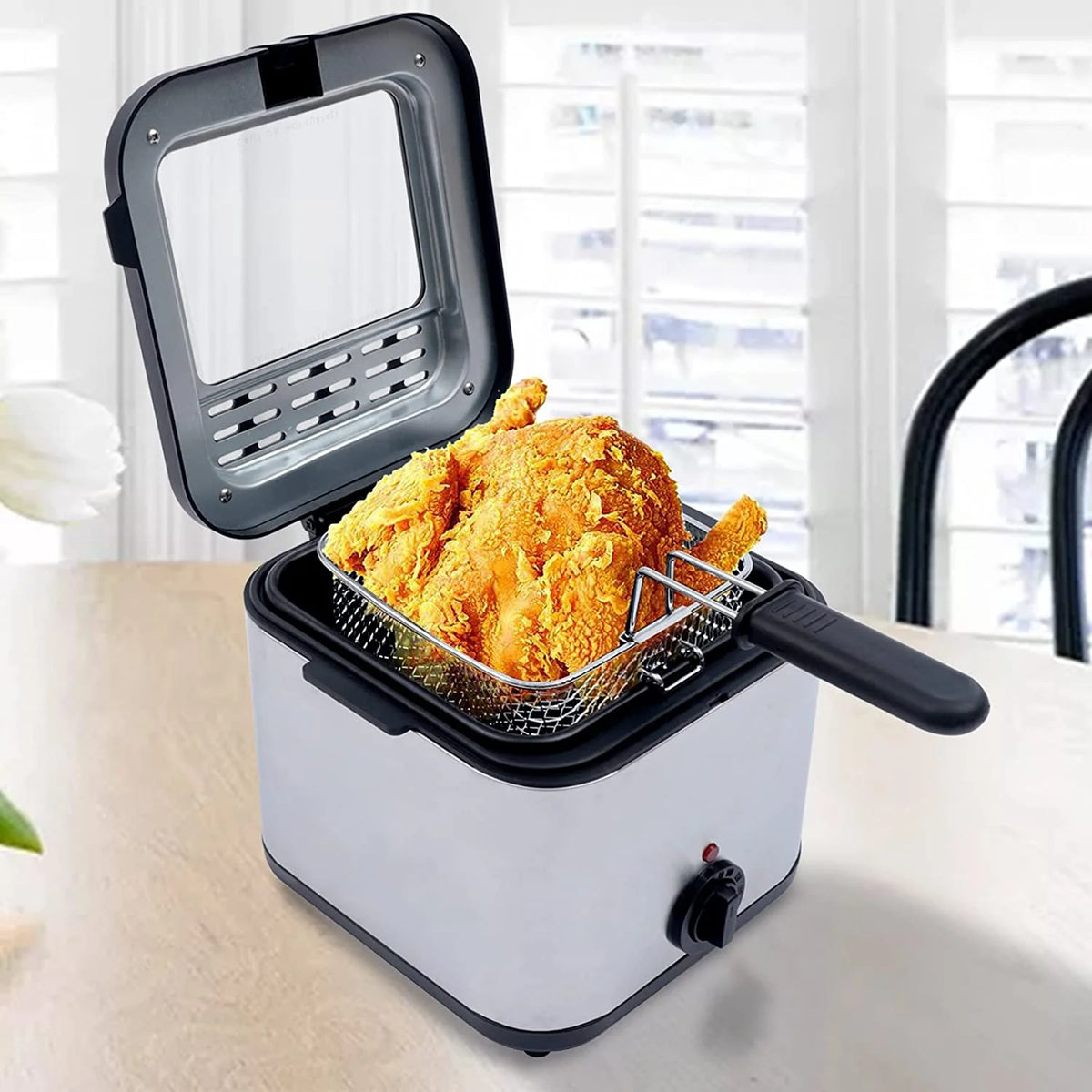 Electric Deep Fryer with Basket Stainless Steel 1KW 2.5L E2904