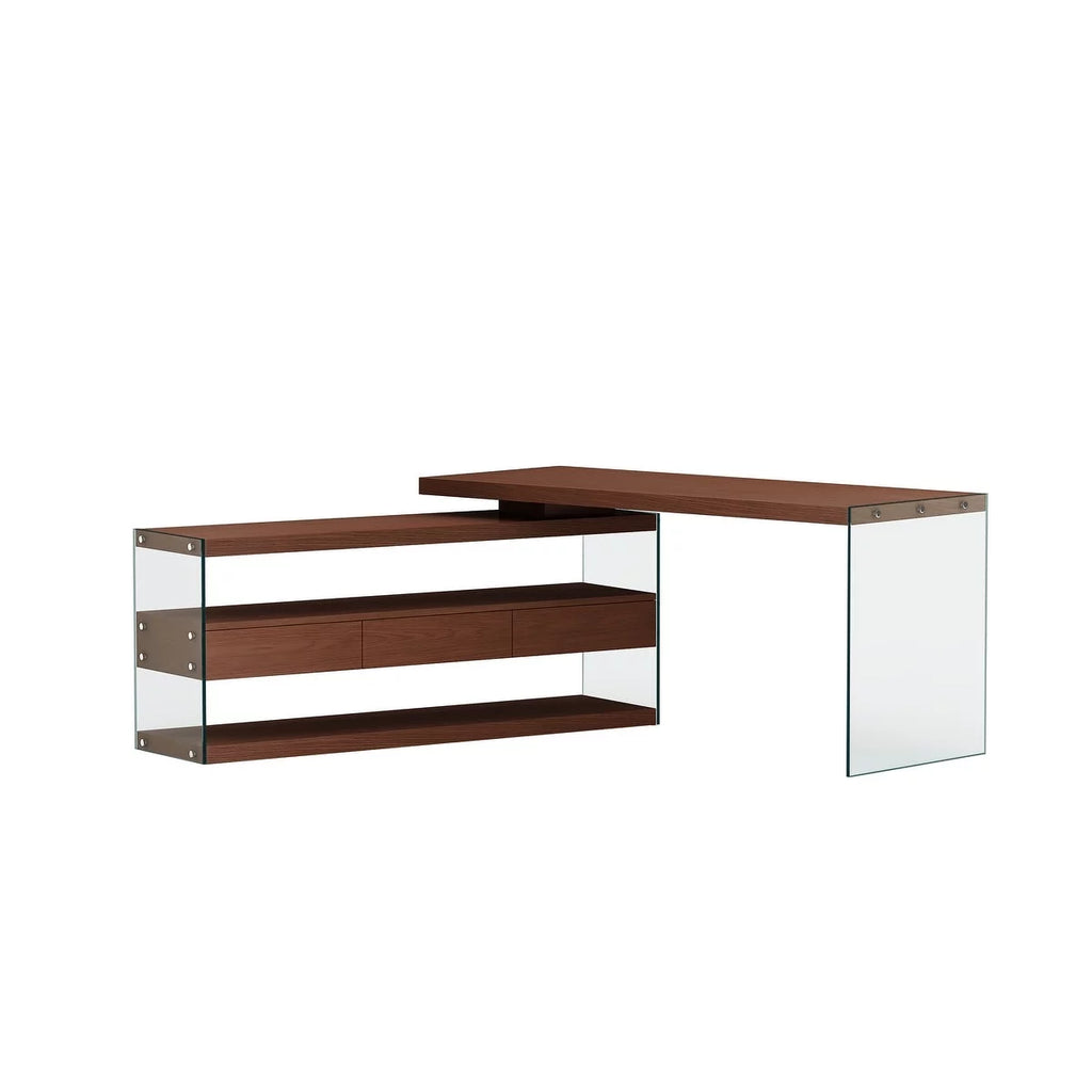 Rotatable Wooden Desk with 3 Drawers and 3 Shelves L896154