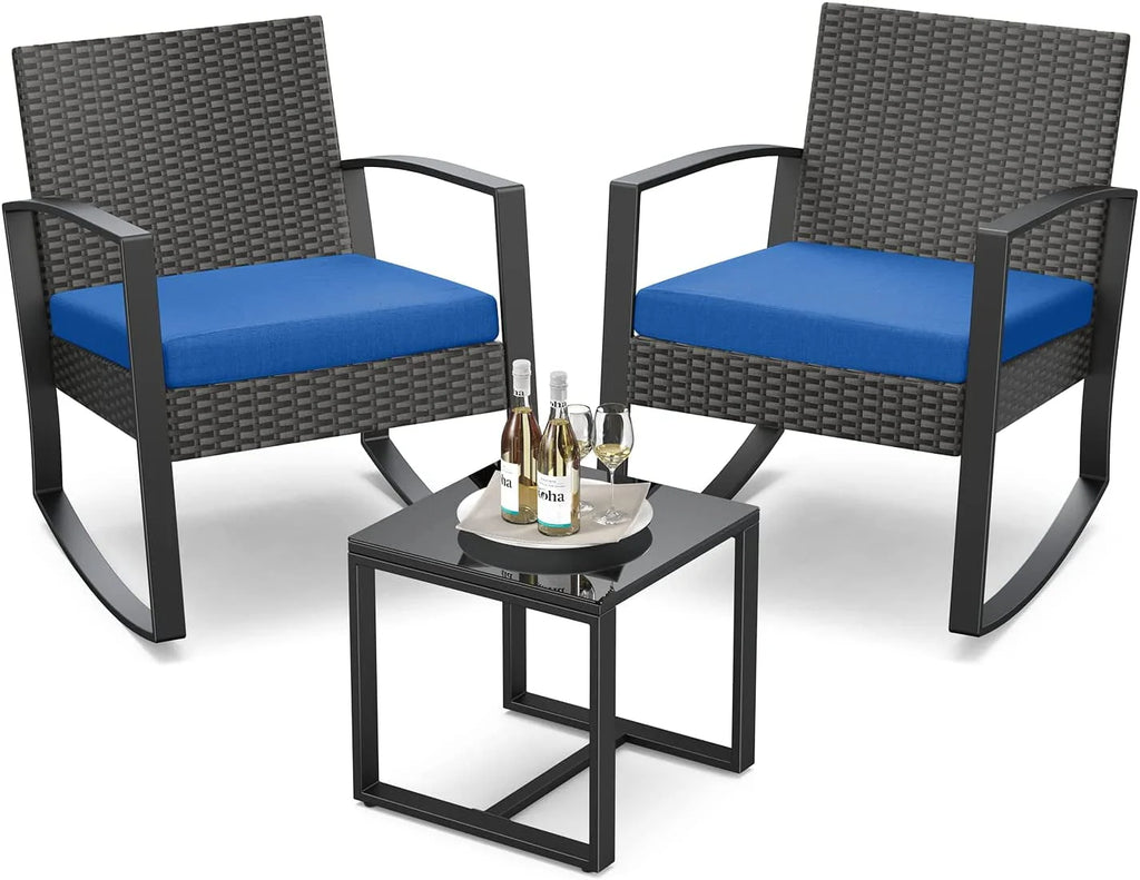 3 Piece Patio Bistro Set with Glass Table F7621
