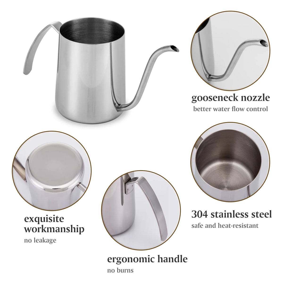 350Ml Stainless Steel Gooseneck Coffee Kettle Y5896