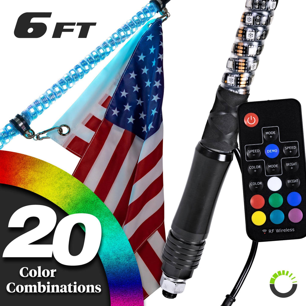 6ft Spiral LED Whip Lights with Wireless Remote H785