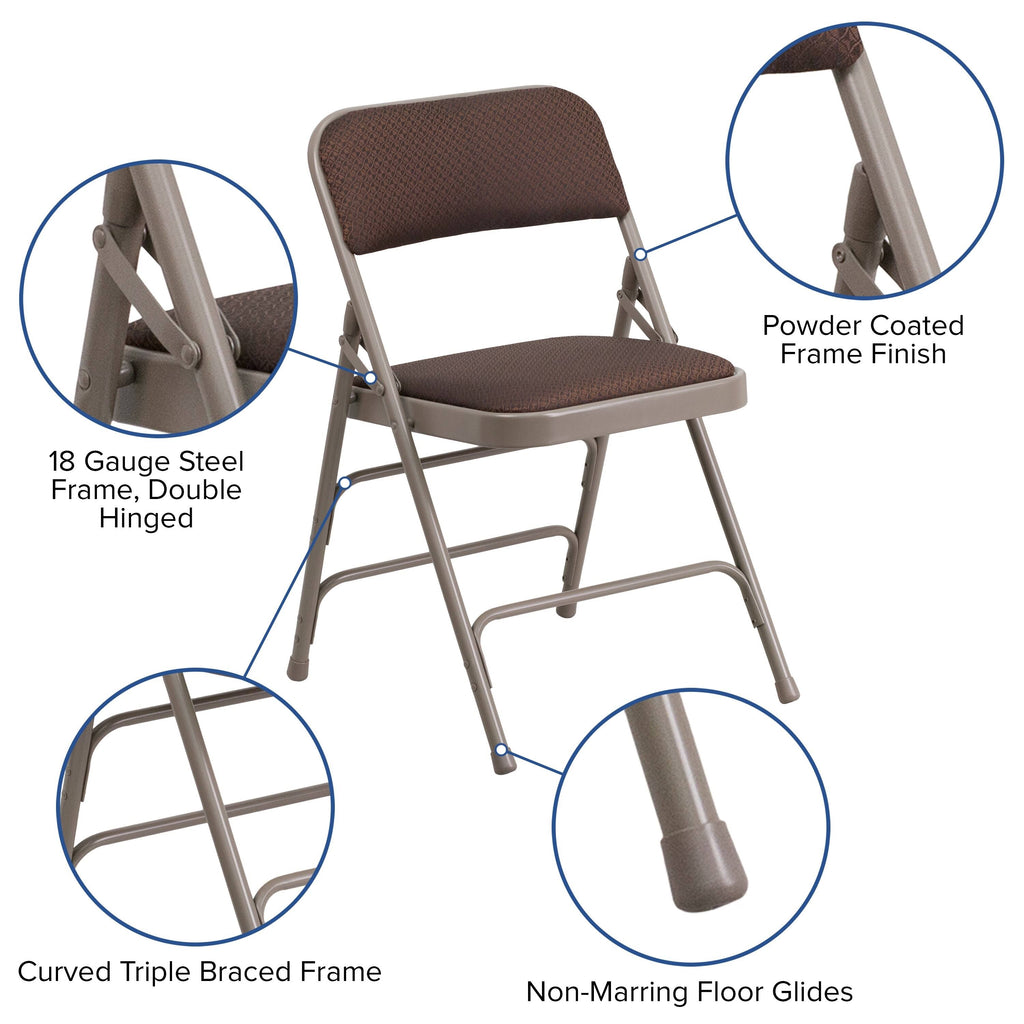 4 Pack Upholstered Metal Folding Chair Brown Patterned N140