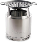 Portable Smokeless Fire Pit with Stand, Grill & Hub, Stainless Steel/Cast Iron Y404