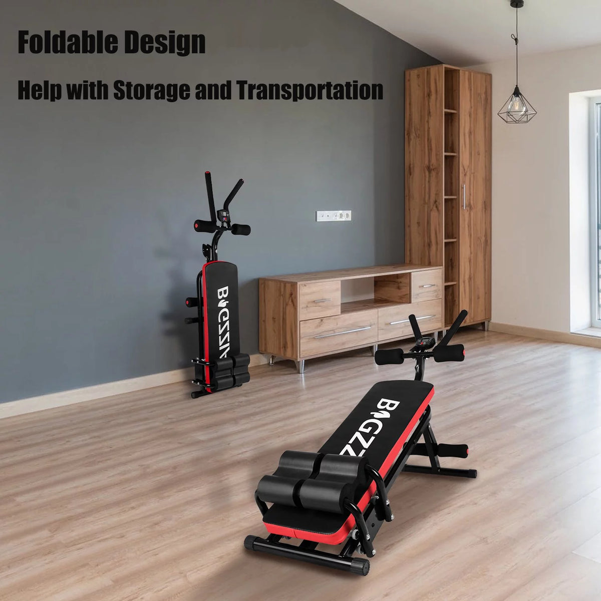 Foldable Ab Exercise Bench with LCD Monitor B28317