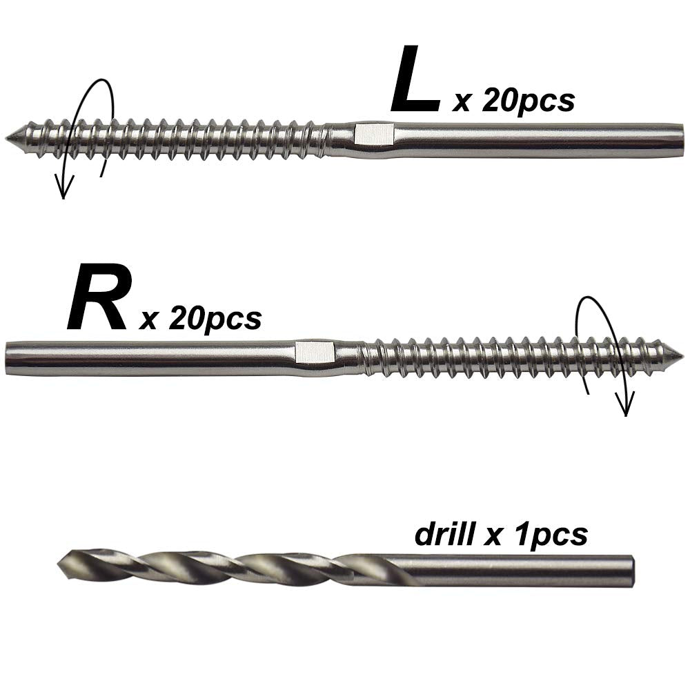 1/8 T316 Stainless Steel Cable Railing Hardware Pack of 2 K209397
