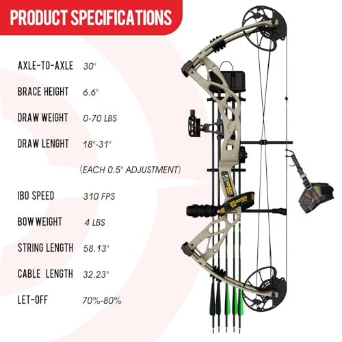 Compound Bow and Arrow Set, 0-70 Lbs Draw Weight C2434