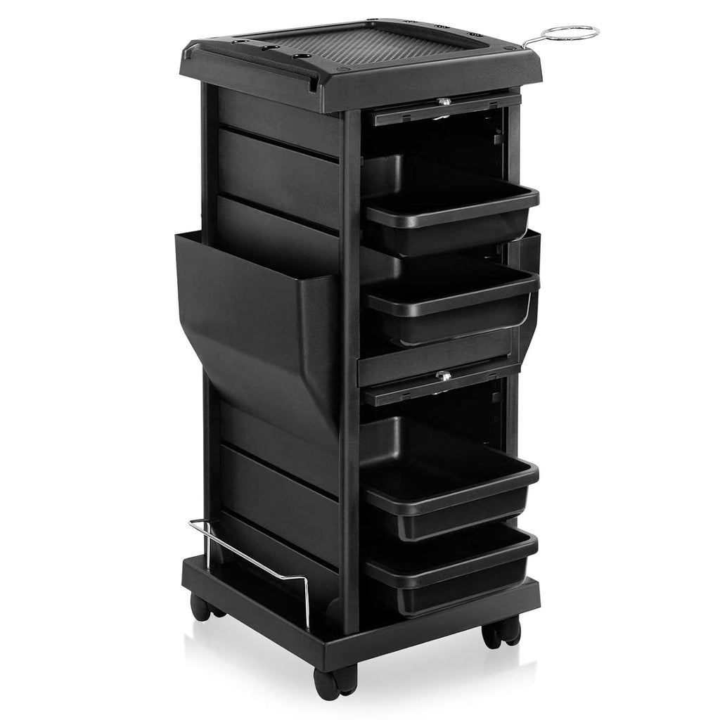 Black Rolling Trolley Cart with Pockets Z65604