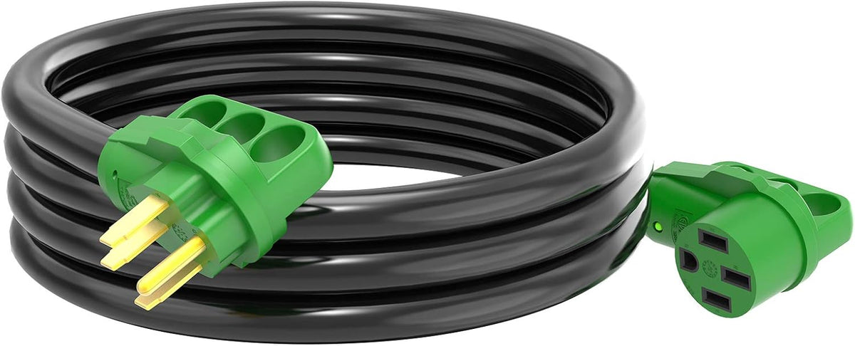 30 Amp 30 Feet RV Power Extension Cord, 10/3 Gauge STW, Green, Pack of 2 I108575