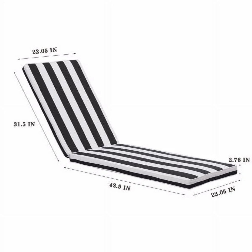 Black/White Patio Lounge Chair Cushion Set of 2 H51535