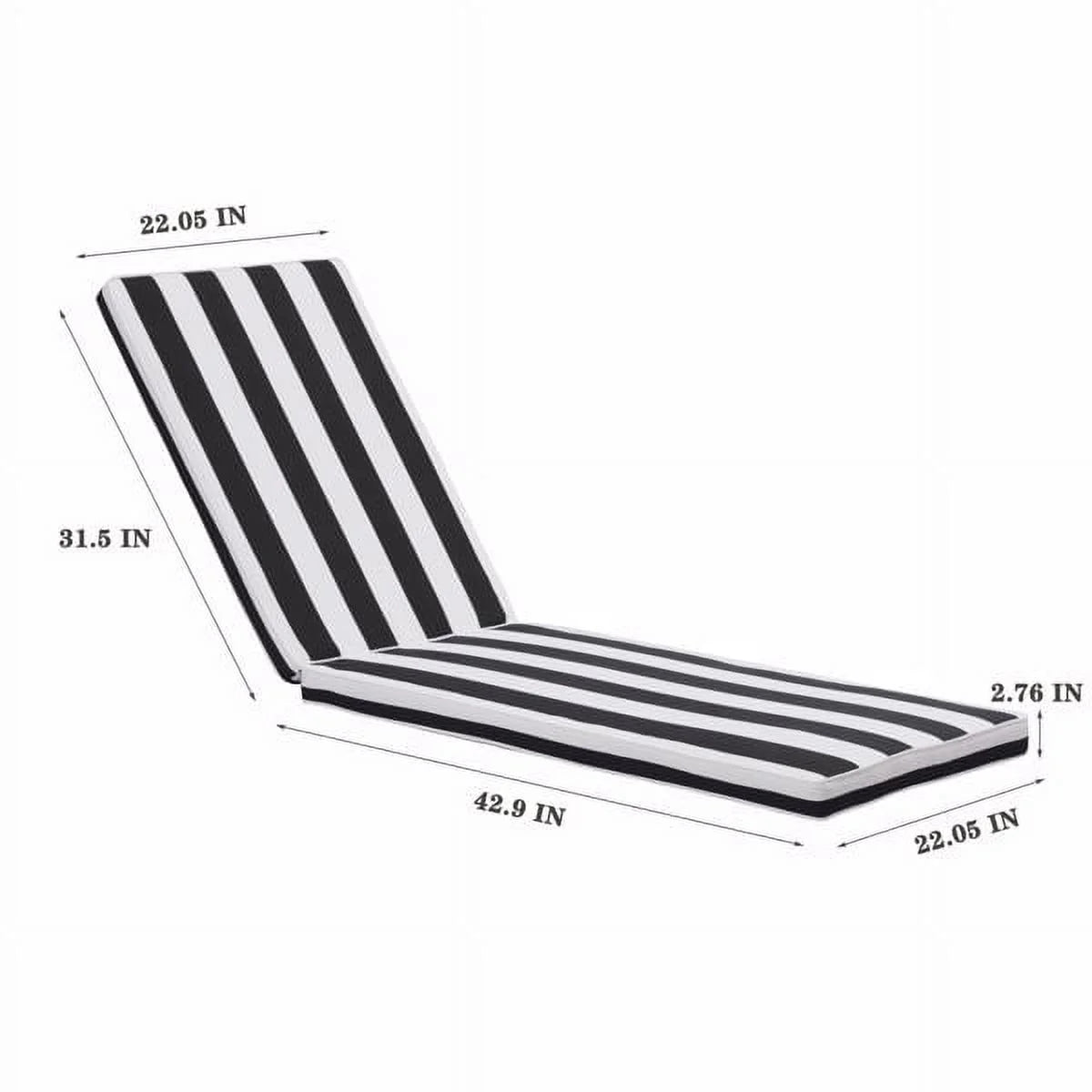 Black/White Patio Lounge Chair Cushion Set of 2 H51535